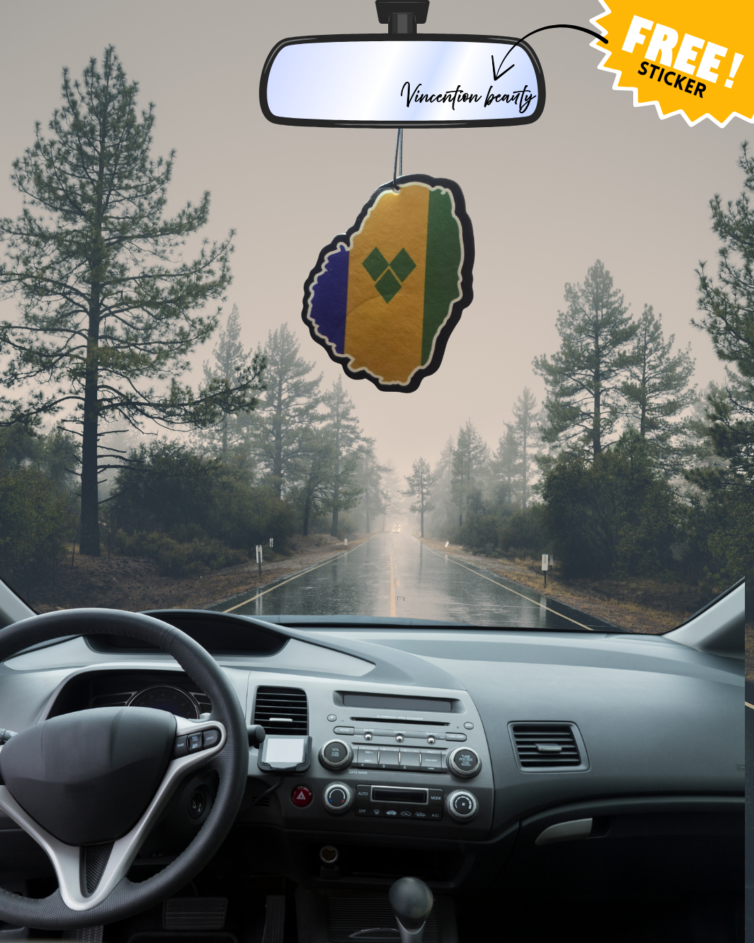 🇻🇨Bubble gum scented Vincentian Car Freshener free sticker
