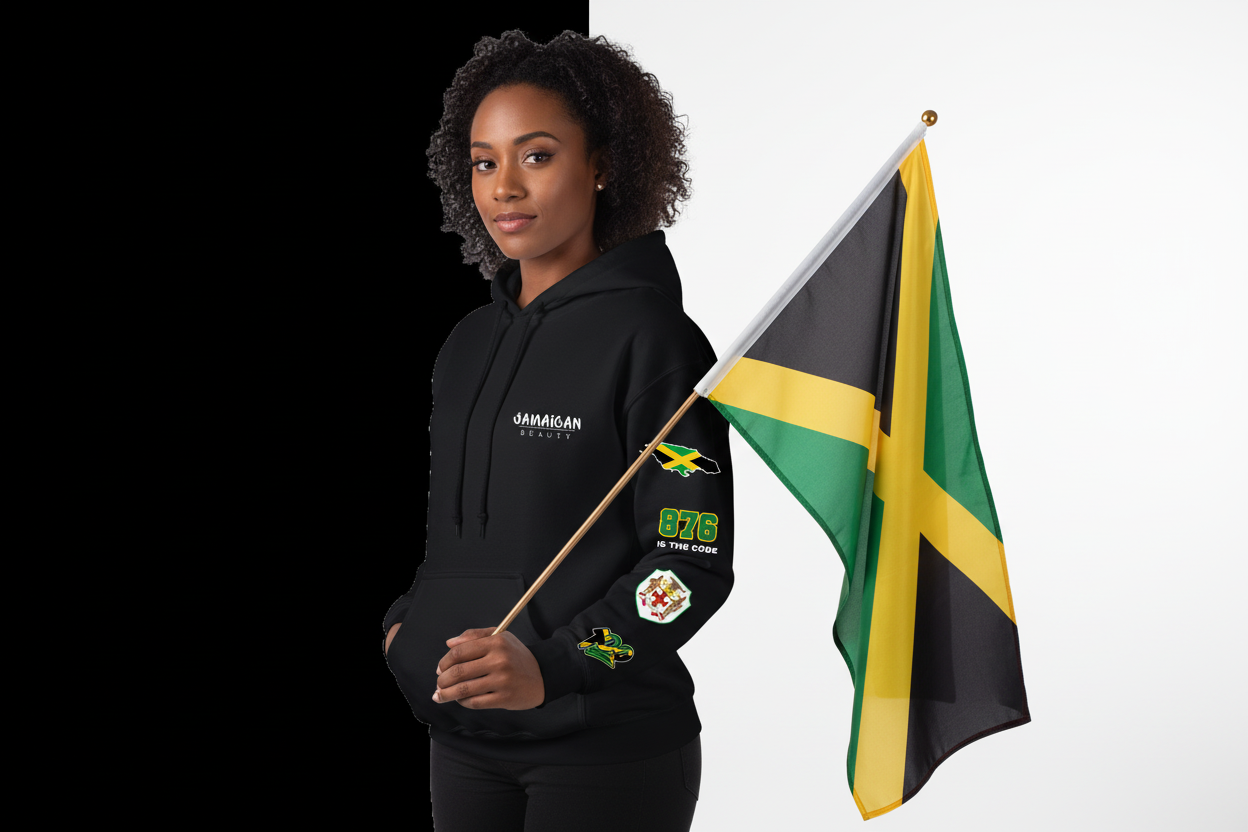 Jamaican Beauty  patched sleeve hoodie 🇯🇲
