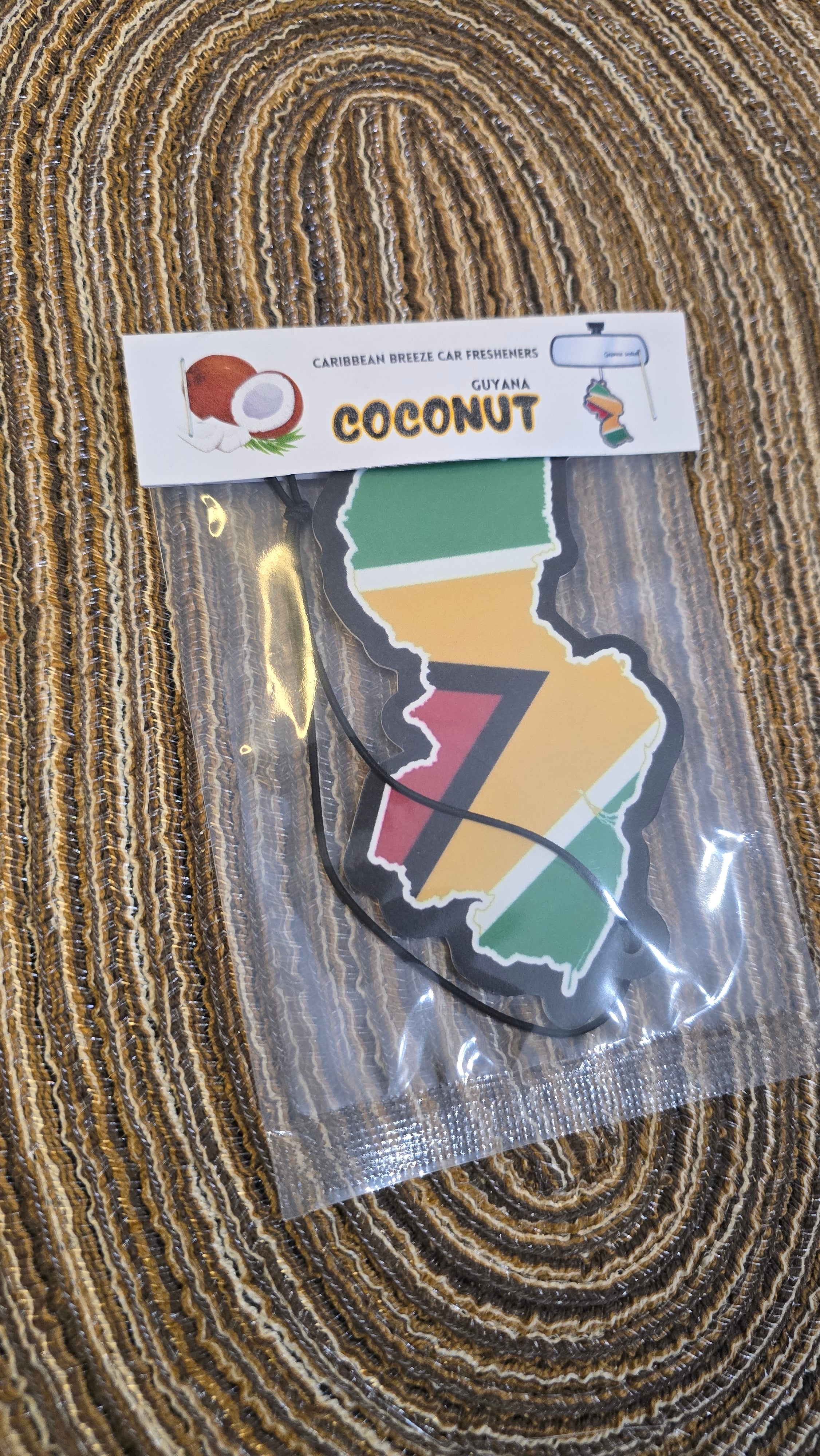 🇬🇾 coconut scented Guyana Car Freshener + free sticker
